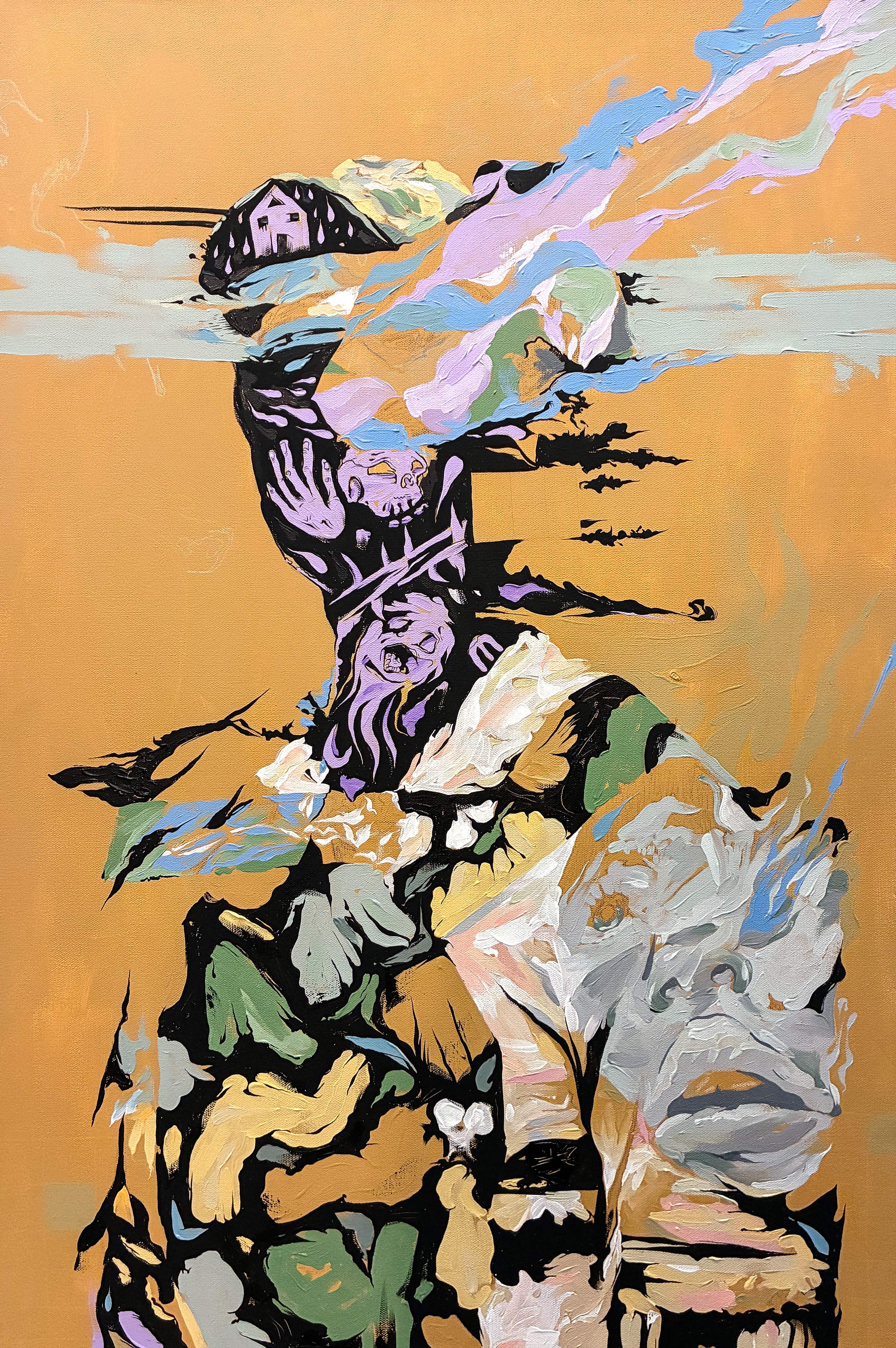 Album cover for 'False Memory' by Artifact — abstract blue and white geometric blur with gothic-style typography